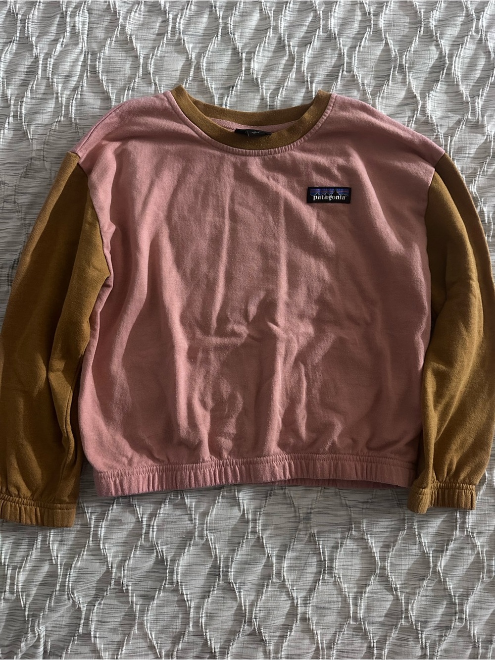 Patagonia Pink and Mustard Colorblock Kids Sweater
